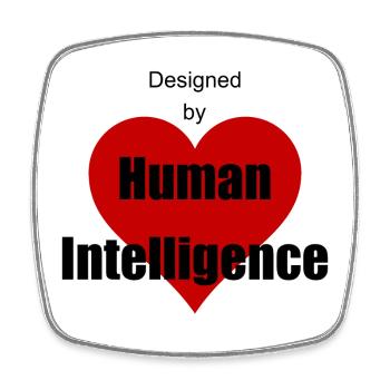 Human Intelligence - Square fridge magnet - white - Front