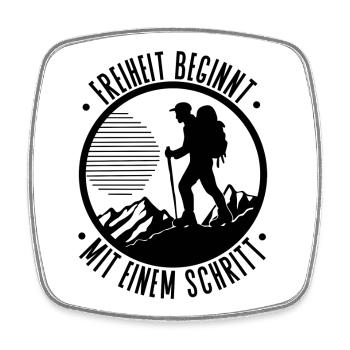 Freiheit beginnt mit einem Schritt Wandern - Viereckiger Kühlschrankmagnet - Weiß - Vorne