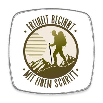 Freiheit beginnt mit einem Schritt Wandern - Viereckiger Kühlschrankmagnet - Weiß - Vorne