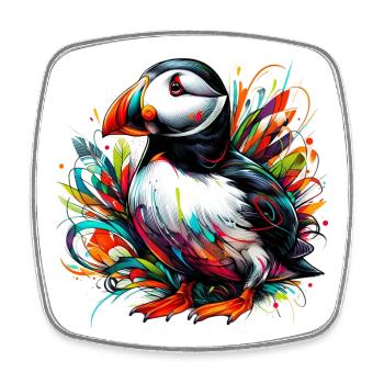 Puffin - Square fridge magnet - white - Front