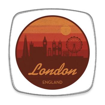 La silhouette de Londres dans un coucher de soleil rétro - Magnet carré - blanc - Devant