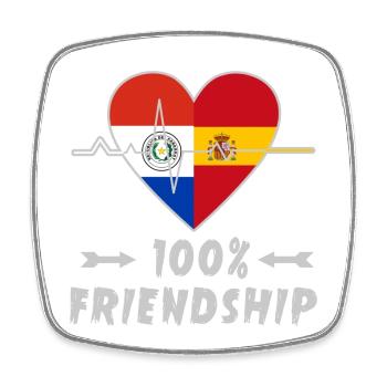 Paraguay and Spain 100% friendship - Square fridge magnet - white - Front