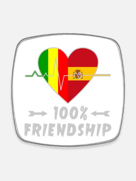 100 % amitié entre le Mali et l'Espagne - Magnet carré - blanc