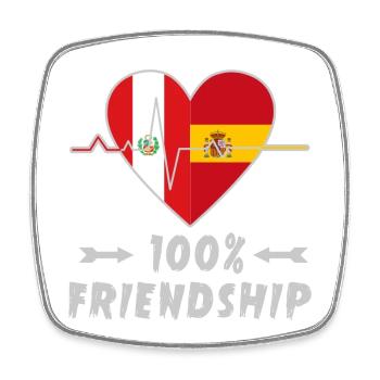 Peru und Spanien 100% Freundschaft - Viereckiger Kühlschrankmagnet - Weiß - Vorne