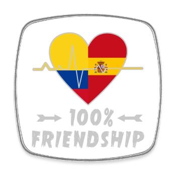 Kolumbien und Spanien 100% Freundschaft - Viereckiger Kühlschrankmagnet - Weiß - Vorne