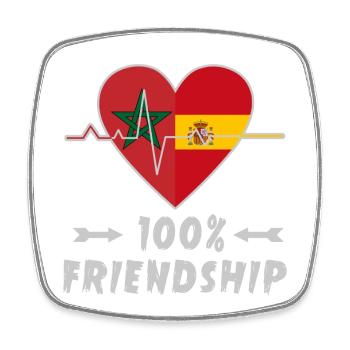 Marokko und Spanien 100% Freundschaft - Viereckiger Kühlschrankmagnet - Weiß - Vorne