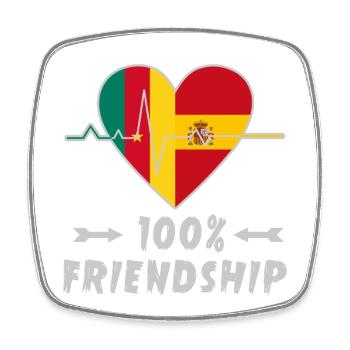 Kamerun und Spanien 100% Freundschaft - Viereckiger Kühlschrankmagnet - Weiß - Vorne