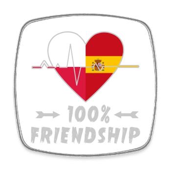 Polen und Spanien 100% Freundschaft - Viereckiger Kühlschrankmagnet - Weiß - Vorne
