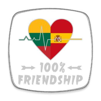 Lithuania and Spain 100% friendship - Square fridge magnet - white - Front