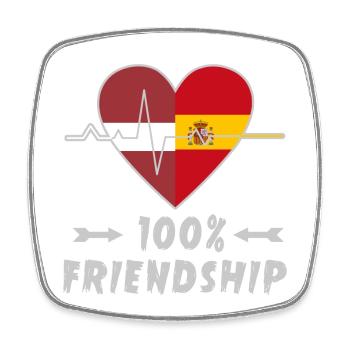 Lettland und Spanien 100% Freundschaft - Viereckiger Kühlschrankmagnet - Weiß - Vorne