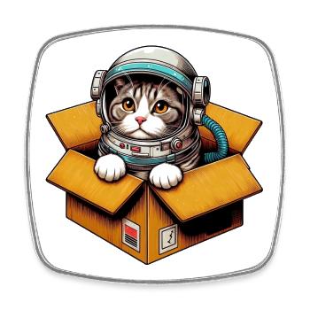 Astronaut Katze - Viereckiger Kühlschrankmagnet - Weiß - Vorne