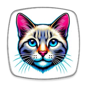 Chat - Magnet carré - blanc - Devant