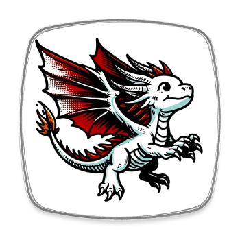 Drache - Viereckiger Kühlschrankmagnet - Weiß - Vorne