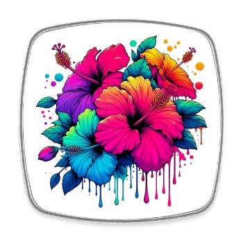 Hibiscus Flowers - Square fridge magnet - white - Front