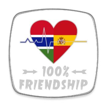 Gambia und Spanien 100% Freundschaft - Viereckiger Kühlschrankmagnet - Weiß - Vorne
