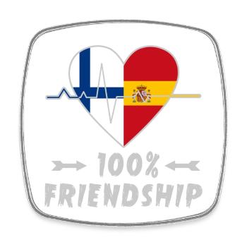 Finnland und Spanien 100% Freundschaft - Viereckiger Kühlschrankmagnet - Weiß - Vorne