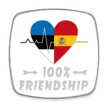 Estland und Spanien 100% Freundschaft - Viereckiger Kühlschrankmagnet - Weiß - Vorne