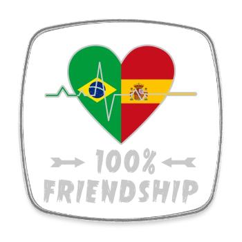 Brasilien und Spanien 100% Freundschaft - Viereckiger Kühlschrankmagnet - Weiß - Vorne