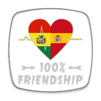 Bolivien und Spanien 100% Freundschaft - Viereckiger Kühlschrankmagnet - Weiß - Vorne