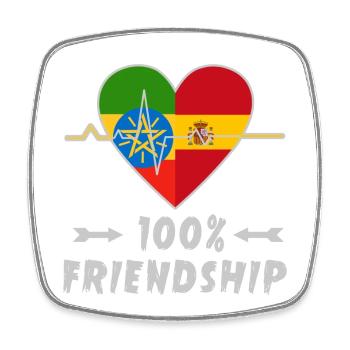 Äthiopien und Spanien 100% Freundschaft - Viereckiger Kühlschrankmagnet - Weiß - Vorne