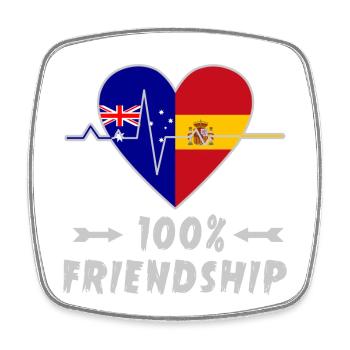 Australien und Spanien 100% Freundschaft - Viereckiger Kühlschrankmagnet - Weiß - Vorne