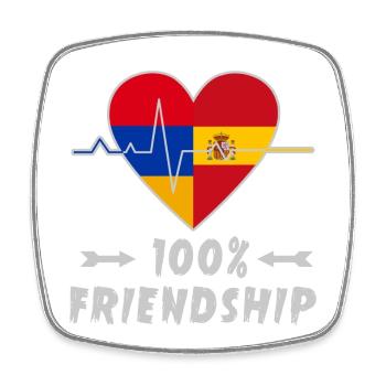 Armenien und Spanien 100% Freundschaft - Viereckiger Kühlschrankmagnet - Weiß - Vorne