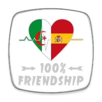 Algeria and Spain 100% friendship - Square fridge magnet - white - Front