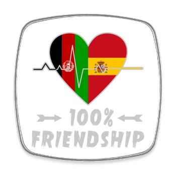 Afghanistan und Spanien 100% Freundschaft - Viereckiger Kühlschrankmagnet - Weiß - Vorne