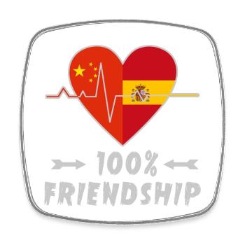 China und Spanien 100% Freundschaft - Viereckiger Kühlschrankmagnet - Weiß - Vorne