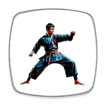 Martial Artist Action Pose Design - Square fridge magnet - white - Front