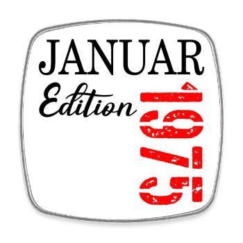 52. GEBURTSTAG JANUAR 1975 - Viereckiger Kühlschrankmagnet - Weiß - Vorne
