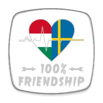 Hungary and Sweden 100% friendship - Square fridge magnet - white - Front