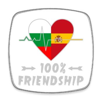 Bulgarien und Spanien 100% Freundschaft - Viereckiger Kühlschrankmagnet - Weiß - Vorne