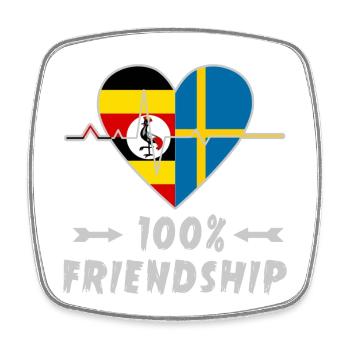 L'Ouganda et la Suède : amitié à 100 % - Magnet carré - blanc - Devant