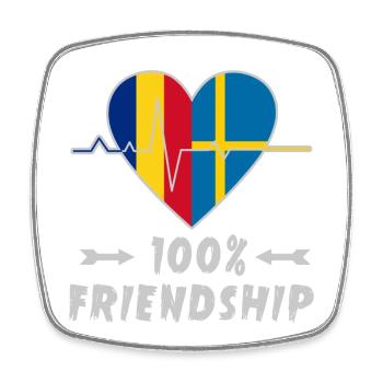 Rumänien und Schweden 100% Freundschaft - Viereckiger Kühlschrankmagnet - Weiß - Vorne