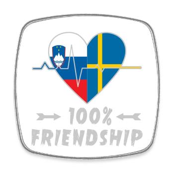 Slowenien und Schweden 100% Freundschaft - Viereckiger Kühlschrankmagnet - Weiß - Vorne