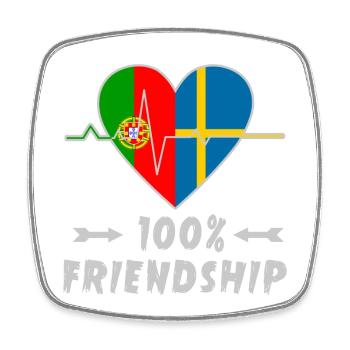 100 % amitié entre le Portugal et la Suède - Magnet carré - blanc - Devant