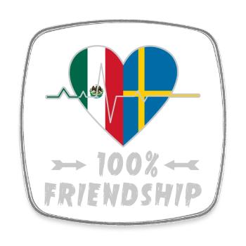 Mexico and Sweden 100% friendship - Square fridge magnet - white - Front