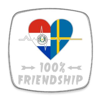 Paraguay and Sweden 100% friendship - Square fridge magnet - white - Front