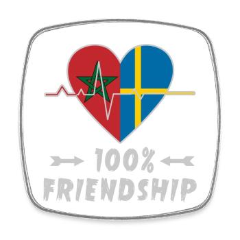 Morocco and Sweden 100% friendship - Square fridge magnet - white - Front