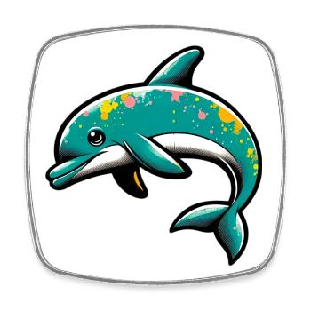 Delfin - Viereckiger Kühlschrankmagnet - Weiß - Vorne