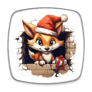 Fuchs komm raus an weihnachten - Viereckiger Kühlschrankmagnet - Weiß - Vorne