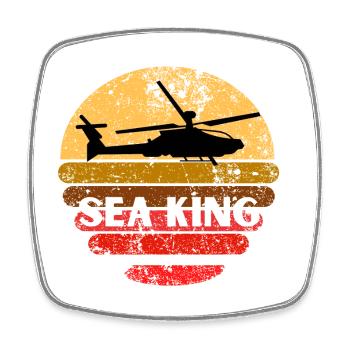 Hélicoptère Sea King Sunset - Magnet carré - blanc - Devant