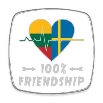 Lithuania and Sweden 100% friendship - Square fridge magnet - white - Front