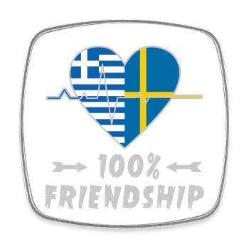 100 % amitié entre la Grèce et la Suède - Magnet carré - blanc - Devant