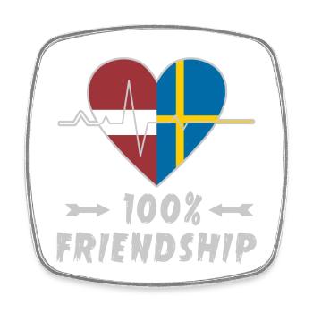 Lettland und Schweden 100% Freundschaft - Viereckiger Kühlschrankmagnet - Weiß - Vorne