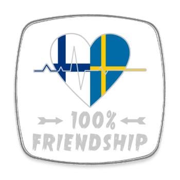 Finnland und Schweden 100% Freundschaft - Viereckiger Kühlschrankmagnet - Weiß - Vorne
