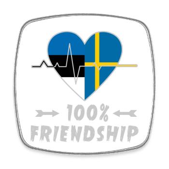 Estland und Schweden 100% Freundschaft - Viereckiger Kühlschrankmagnet - Weiß - Vorne
