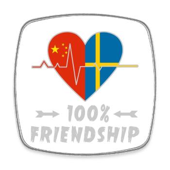 China and Sweden 100% friendship - Square fridge magnet - white - Front