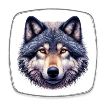 Loup - Magnet carré - blanc - Devant